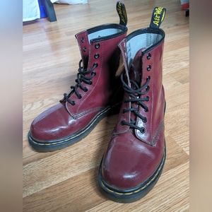 Leather Maroon Lace-Up Doc Marten Boots